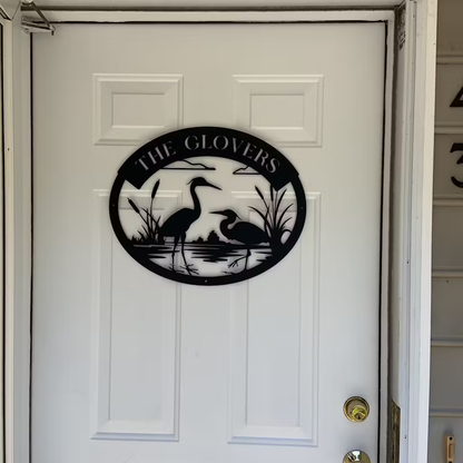 Custom Herons Monogram Metal Sign