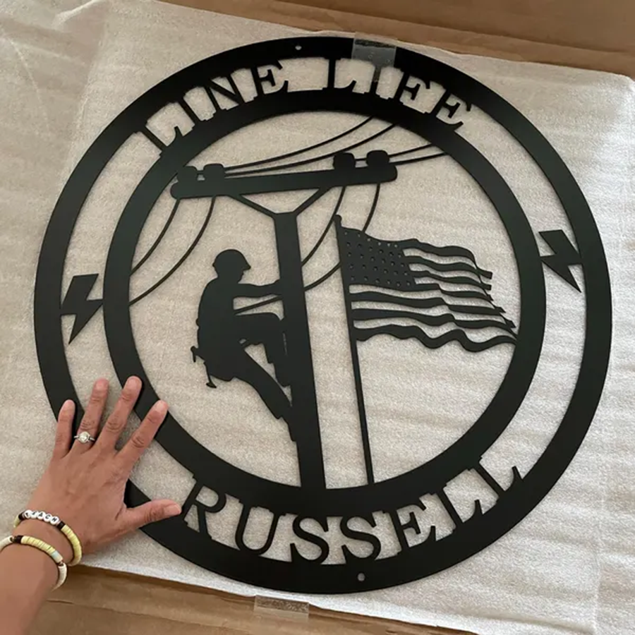 Lineman Line Life Custom Metal Sign