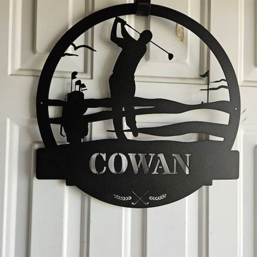 Men's Golf Custom Monogram Metal Sign