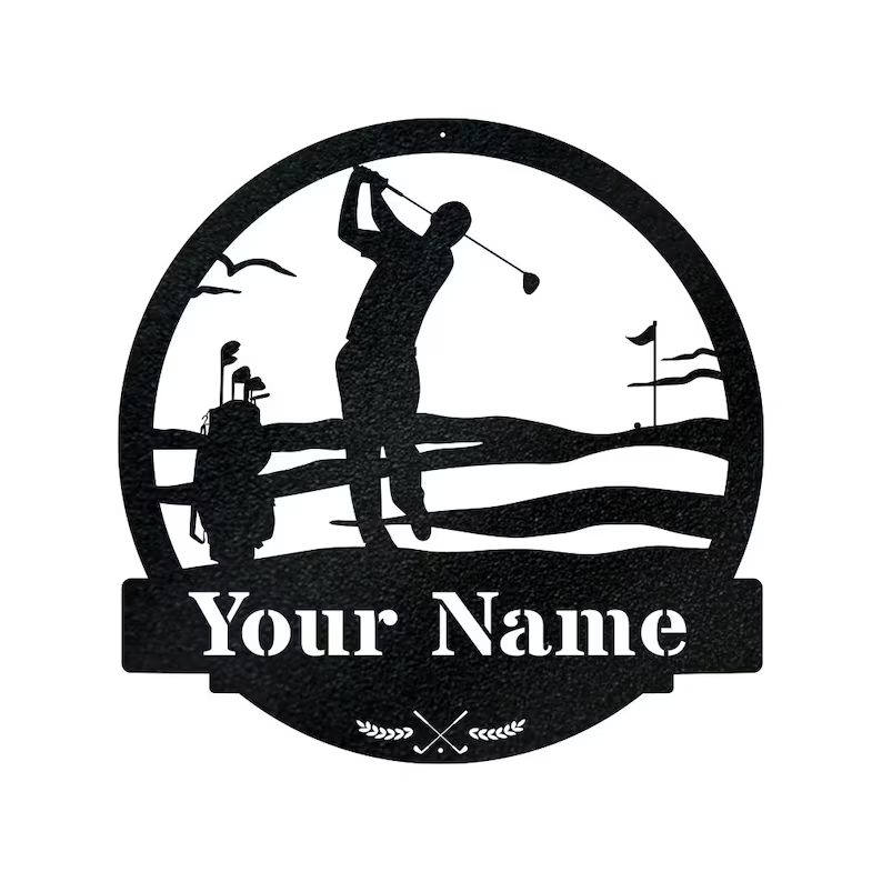 Men's Golf Custom Monogram Metal Sign
