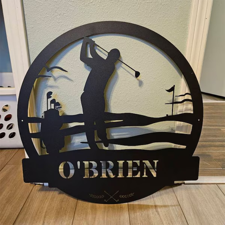 Men's Golf Custom Monogram Metal Sign
