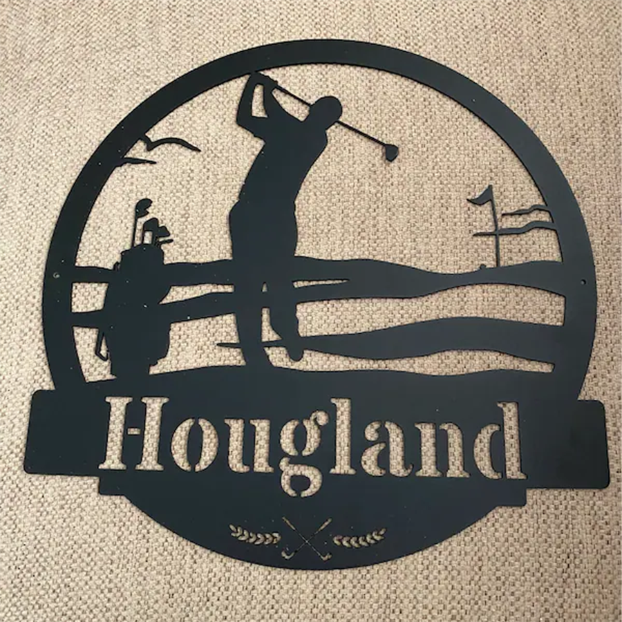 Men's Golf Custom Monogram Metal Sign