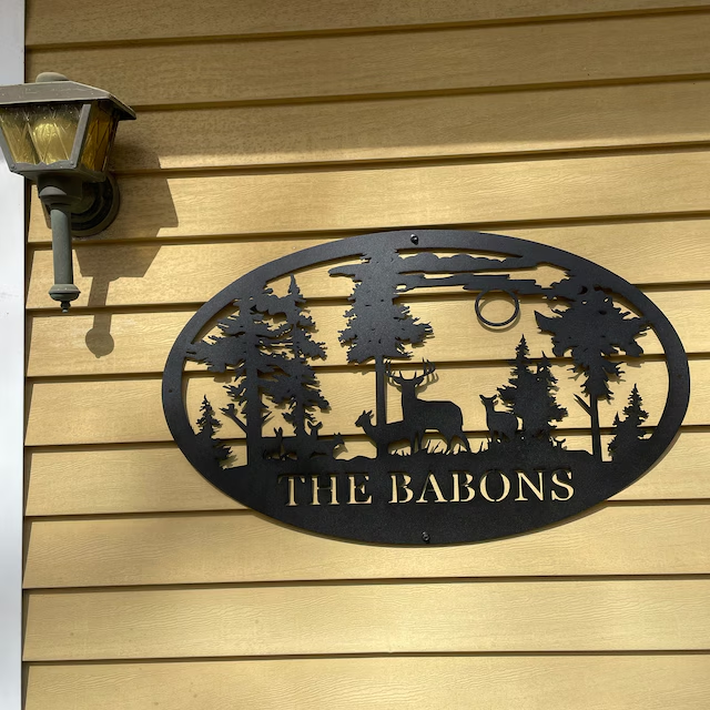 Oval Deer Metal Cabin Sign