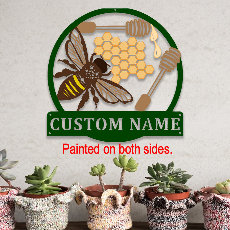 Personalized Painted Metal Bee Art