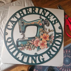 Custom Name Painted Metal Sewing Room Sign
