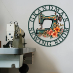 Custom Name Painted Metal Sewing Room Sign
