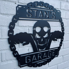 Personalized Motorcycle Skull Metal Wall Art
