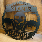 Personalized Motorcycle Skull Metal Wall Art