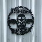 Personalized Motorcycle Skull Metal Wall Art