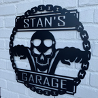 Personalized Motorcycle Skull Metal Wall Art