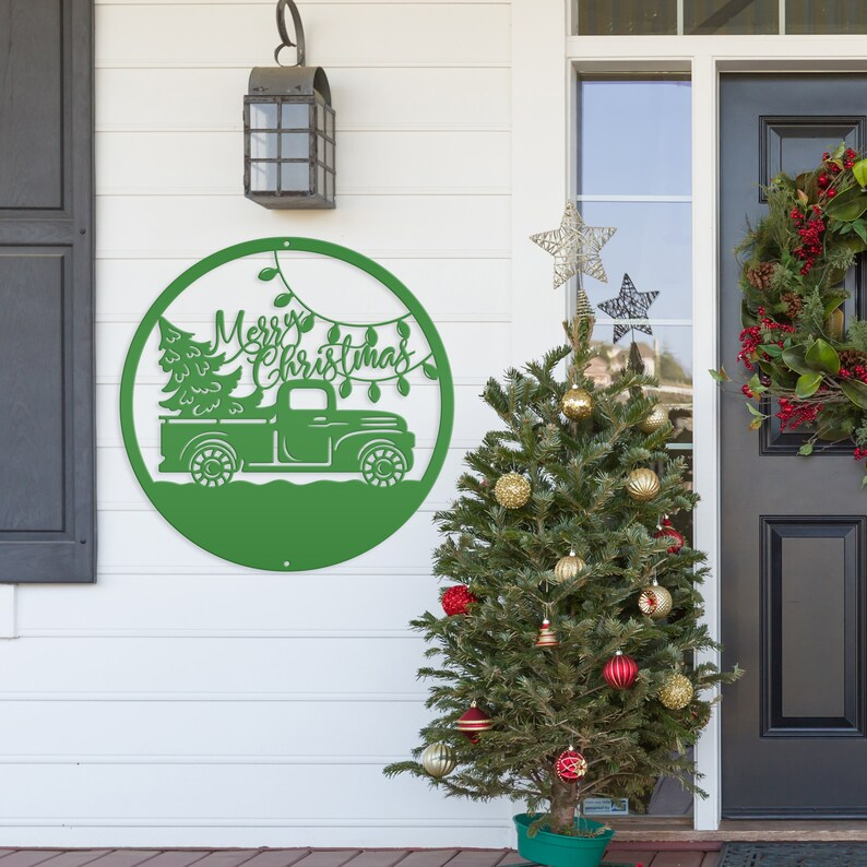 Old Christmas Truck Metal Sign