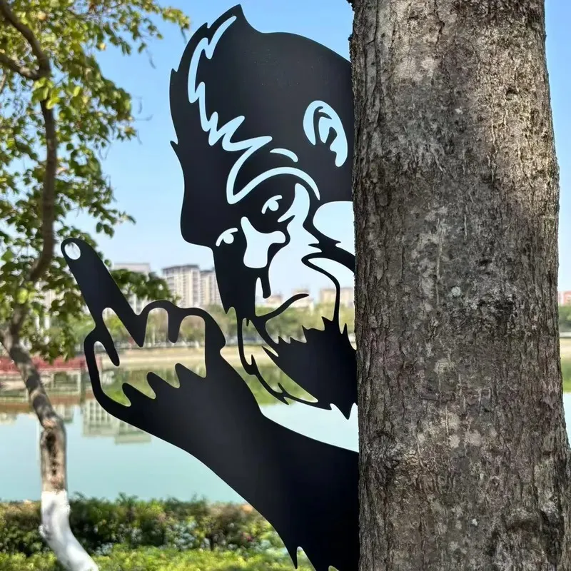 Peeping Middle Finger Animal Metal Sign Yard Art Decor