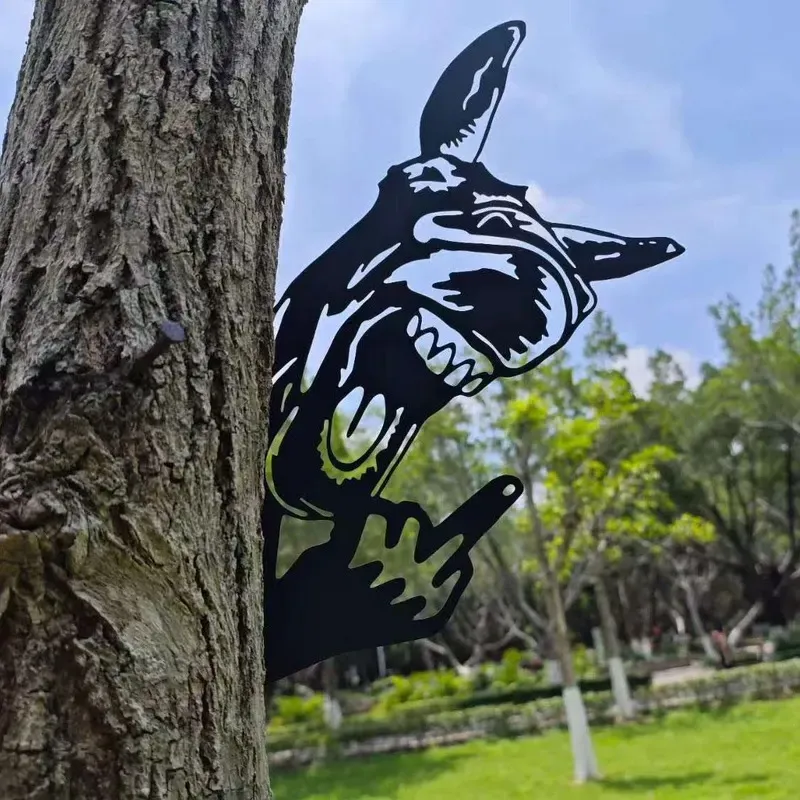 Peeping Middle Finger Animal Metal Sign Yard Art Decor