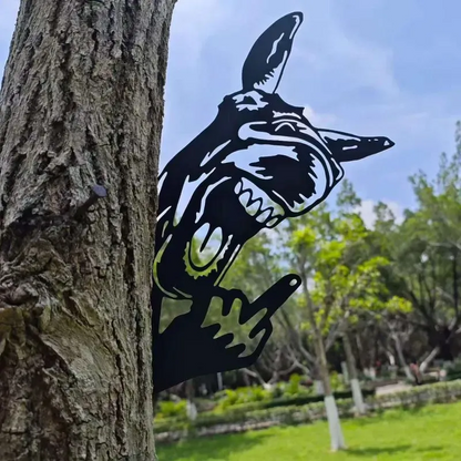 Peeping Middle Finger Animal Metal Sign Yard Art Decor