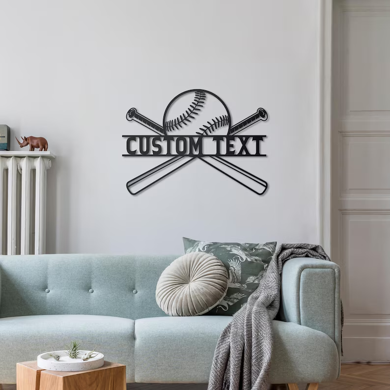 Personalized Baseball Metal Monogram