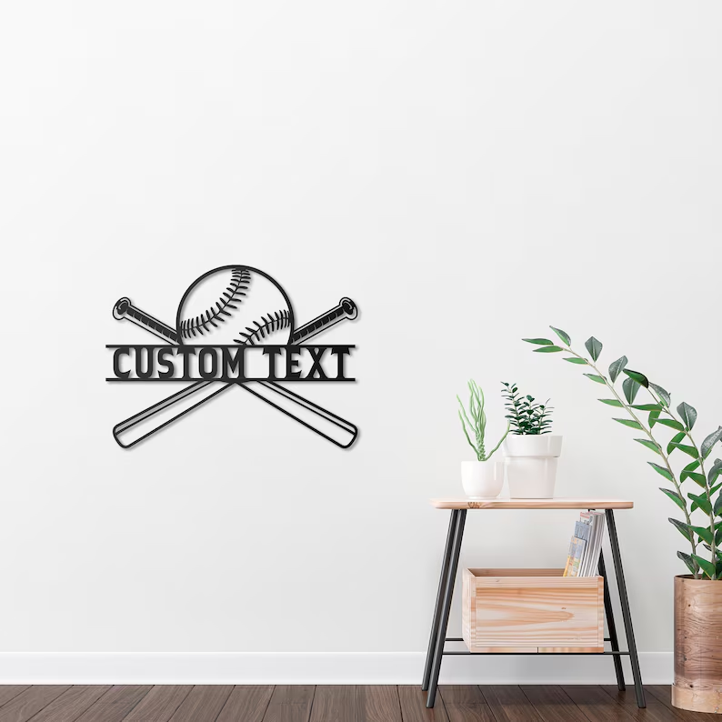 Personalized Baseball Metal Monogram