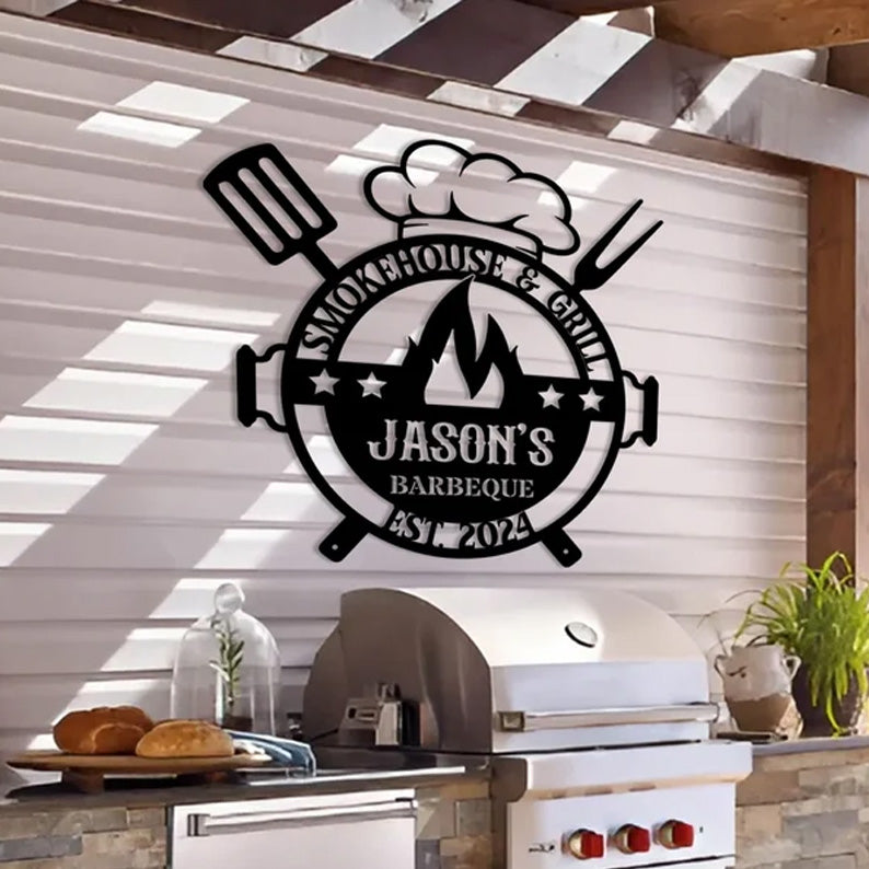 Personalized Metal Barbecue Sign for Outdoor