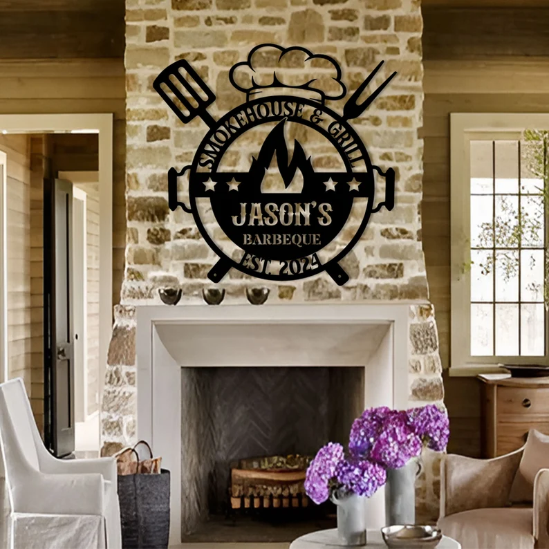 Personalized Metal Barbecue Sign for Outdoor