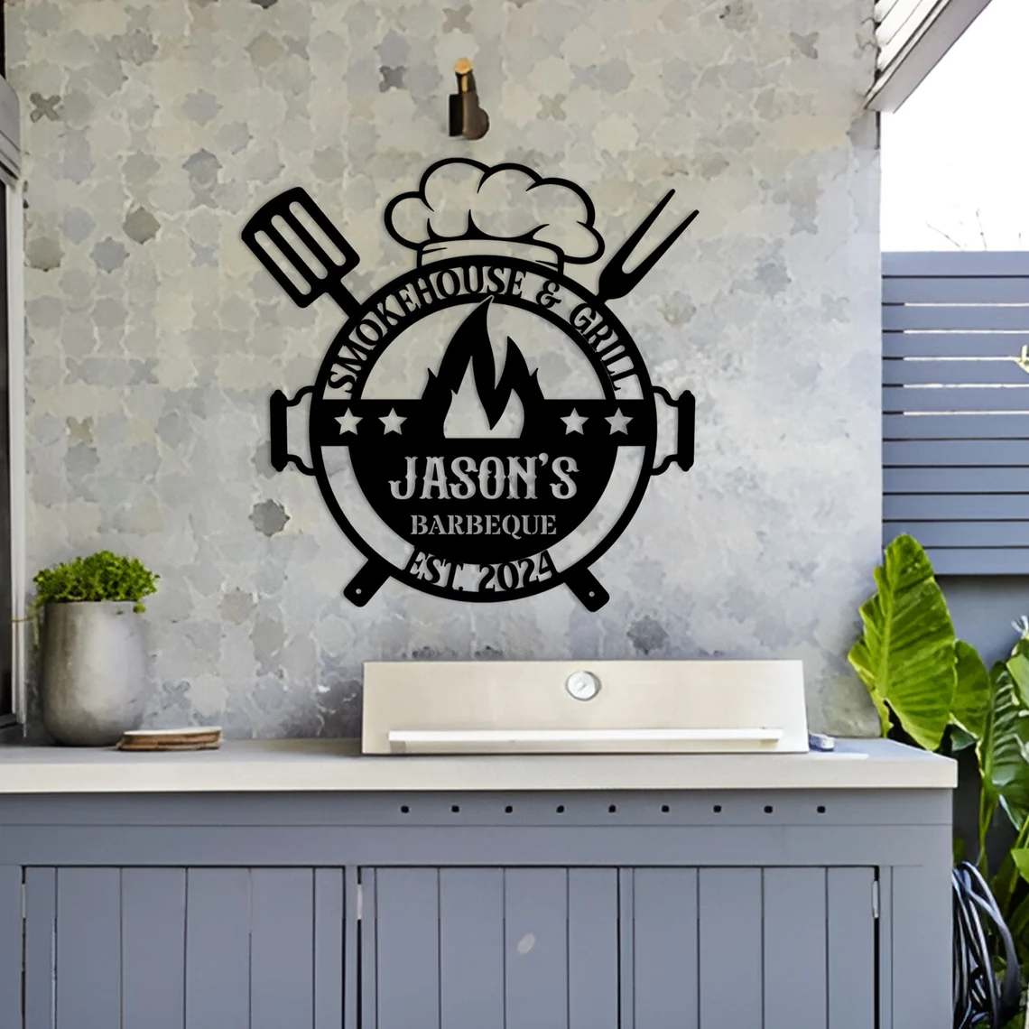 Personalized Metal Barbecue Sign for Outdoor