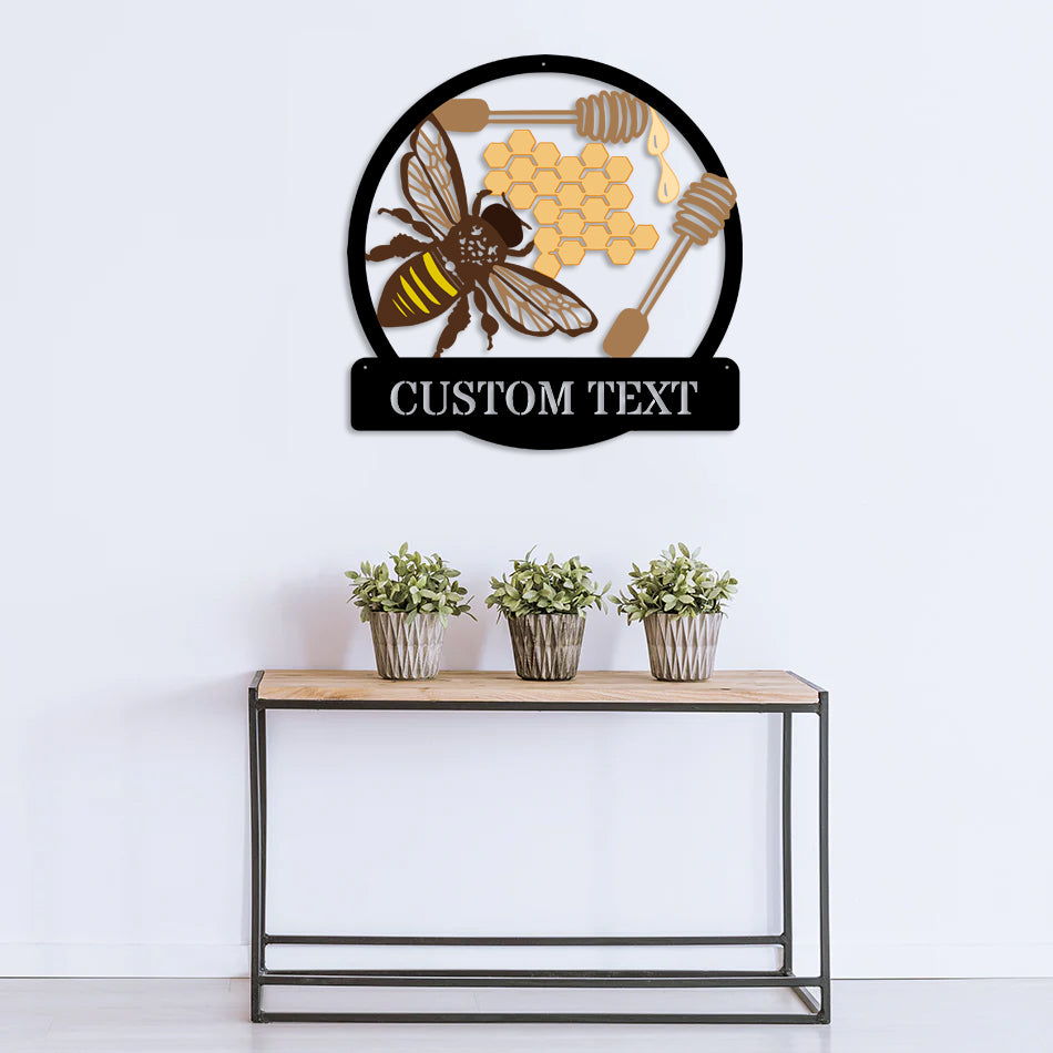 Personalized Painted Metal Bee Art