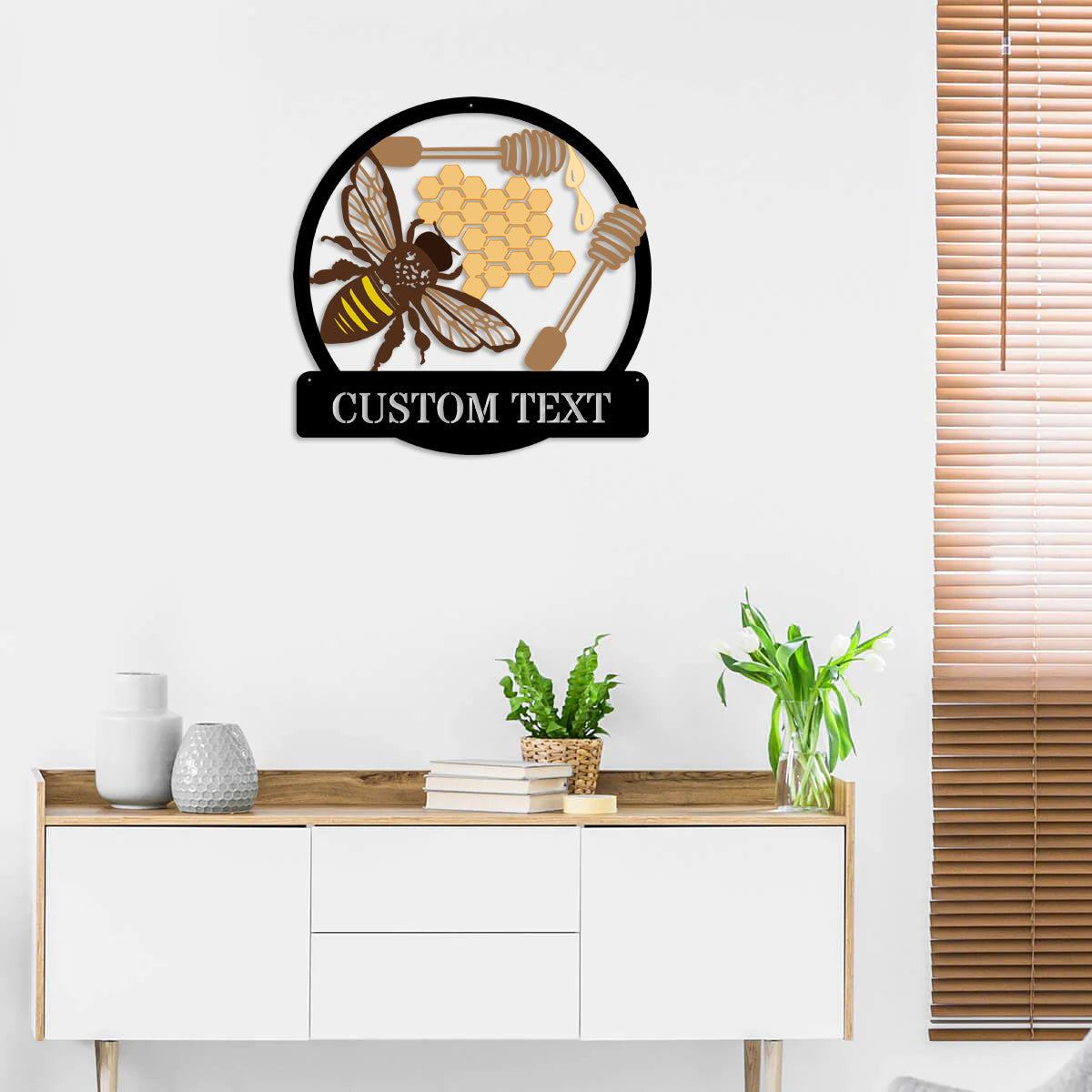 Personalized Painted Metal Bee Art