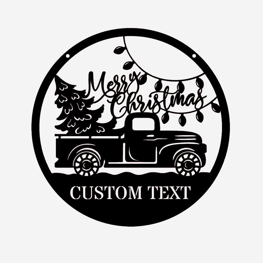 Old Christmas Truck Metal Sign