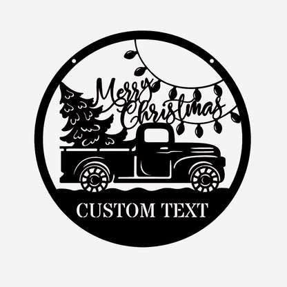 Old Christmas Truck Metal Sign