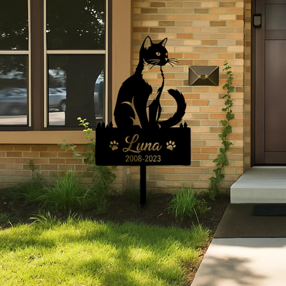 Custom Cat Grave Marker-Outdoor Metal Pet Sign