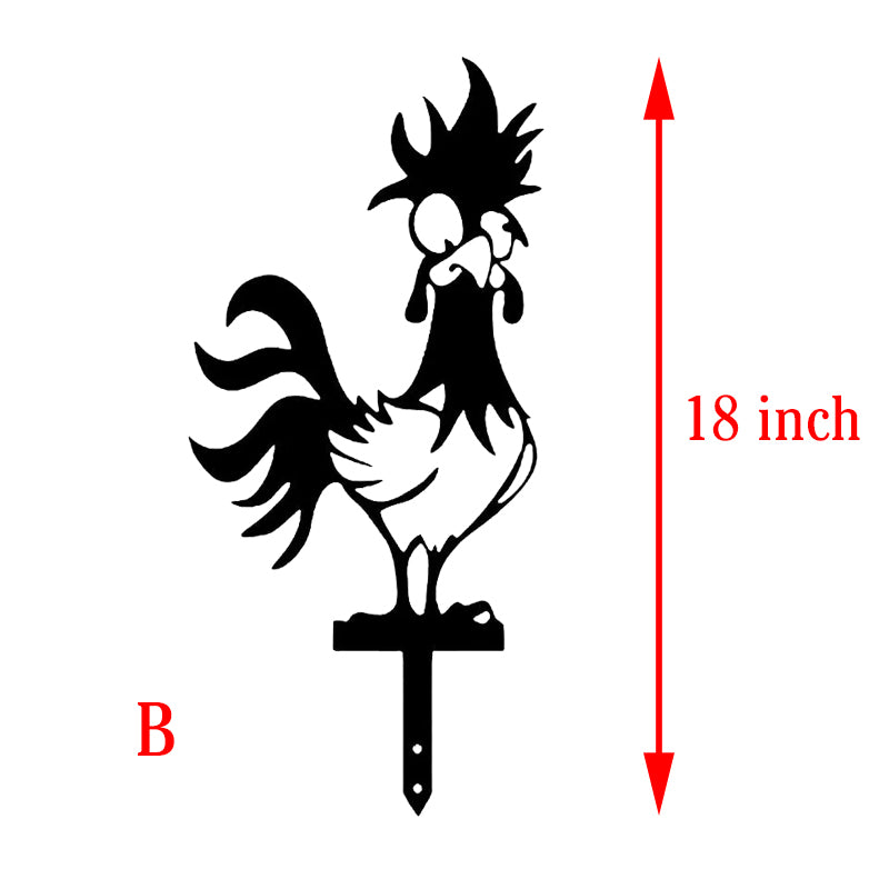 Funny Chicken Yard Metal Stakes
