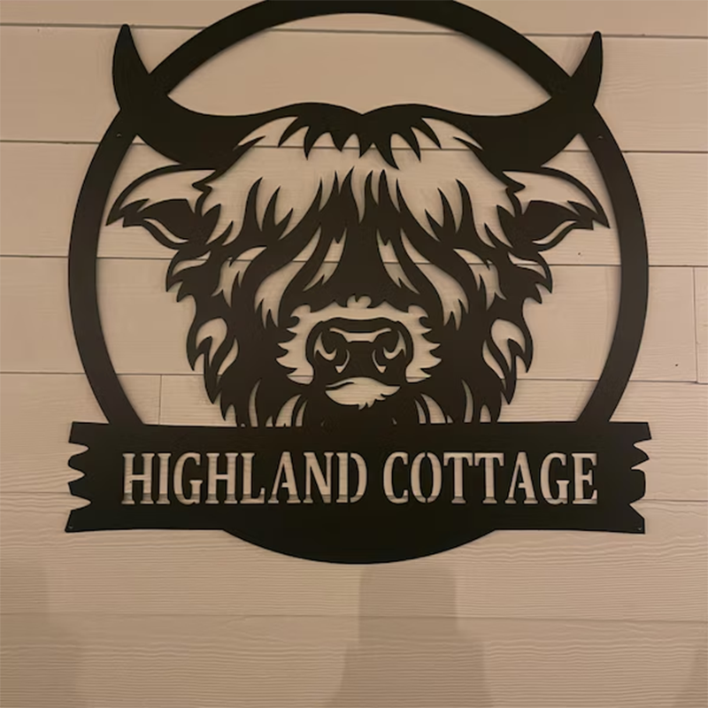 Personalized Highland Cow Metal Monogram