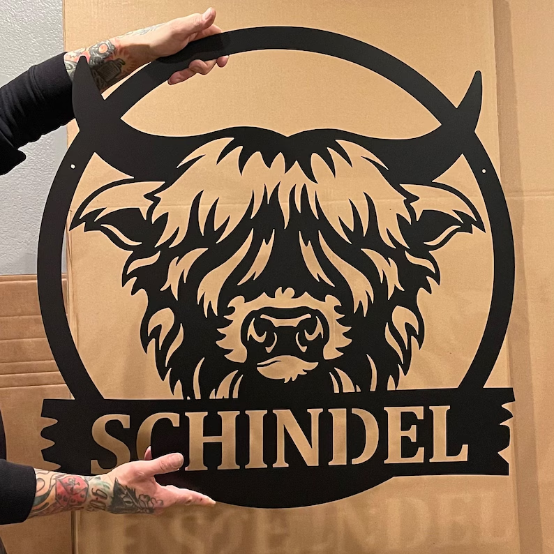 Personalized Highland Cow Metal Monogram