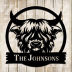 Personalized Highland Cow Metal Monogram