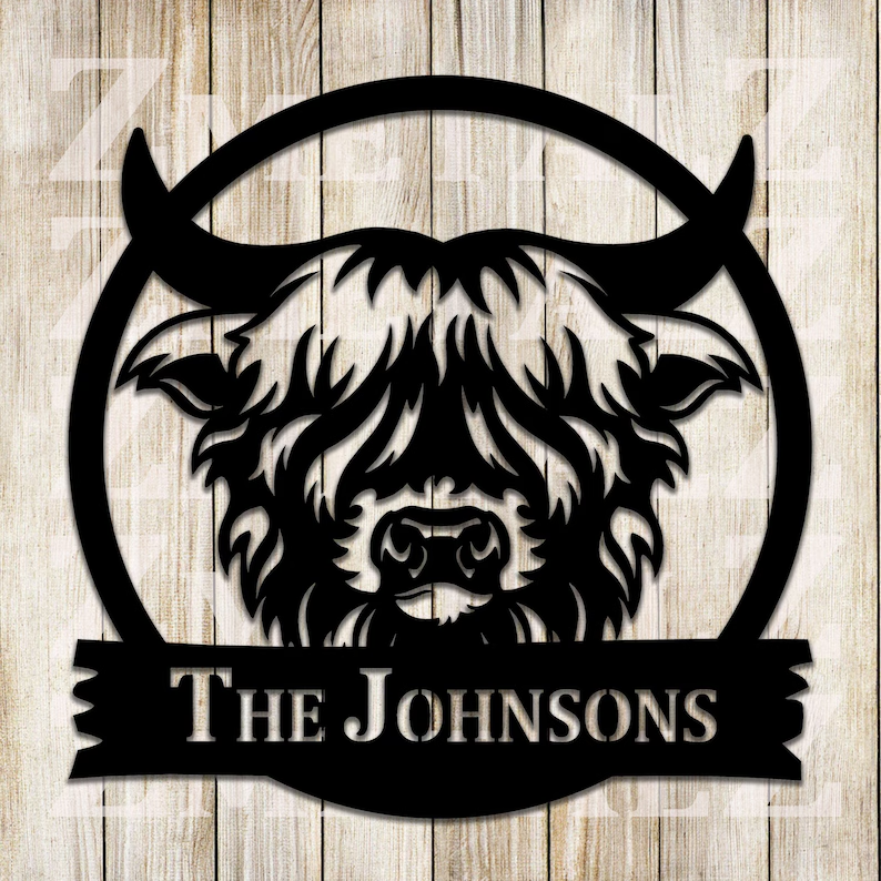 Personalized Highland Cow Metal Monogram