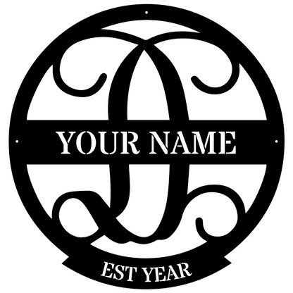 Family Name Monogram Metal Sign