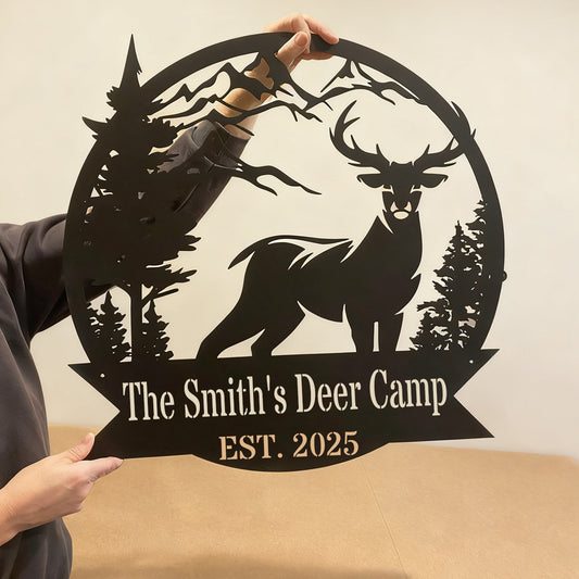 Custom Deer Cabin Metal Sign
