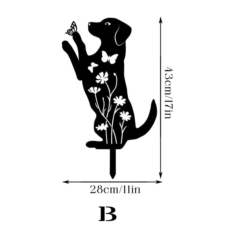 Metal Dog Garden Decor Stakes