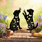 Metal Dog Garden Decor Stakes