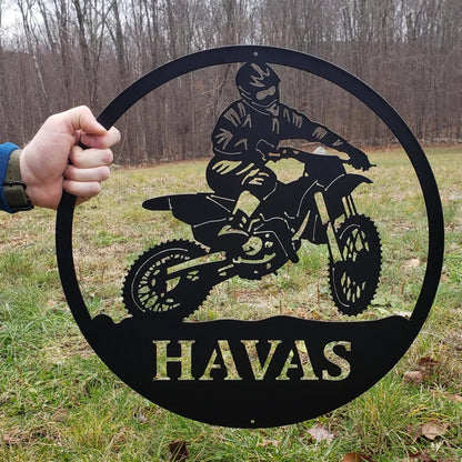 Custom Dirt Bike Metal Wall Art With LED Lights