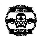 Personalized Motorcycle Skull Metal Wall Art