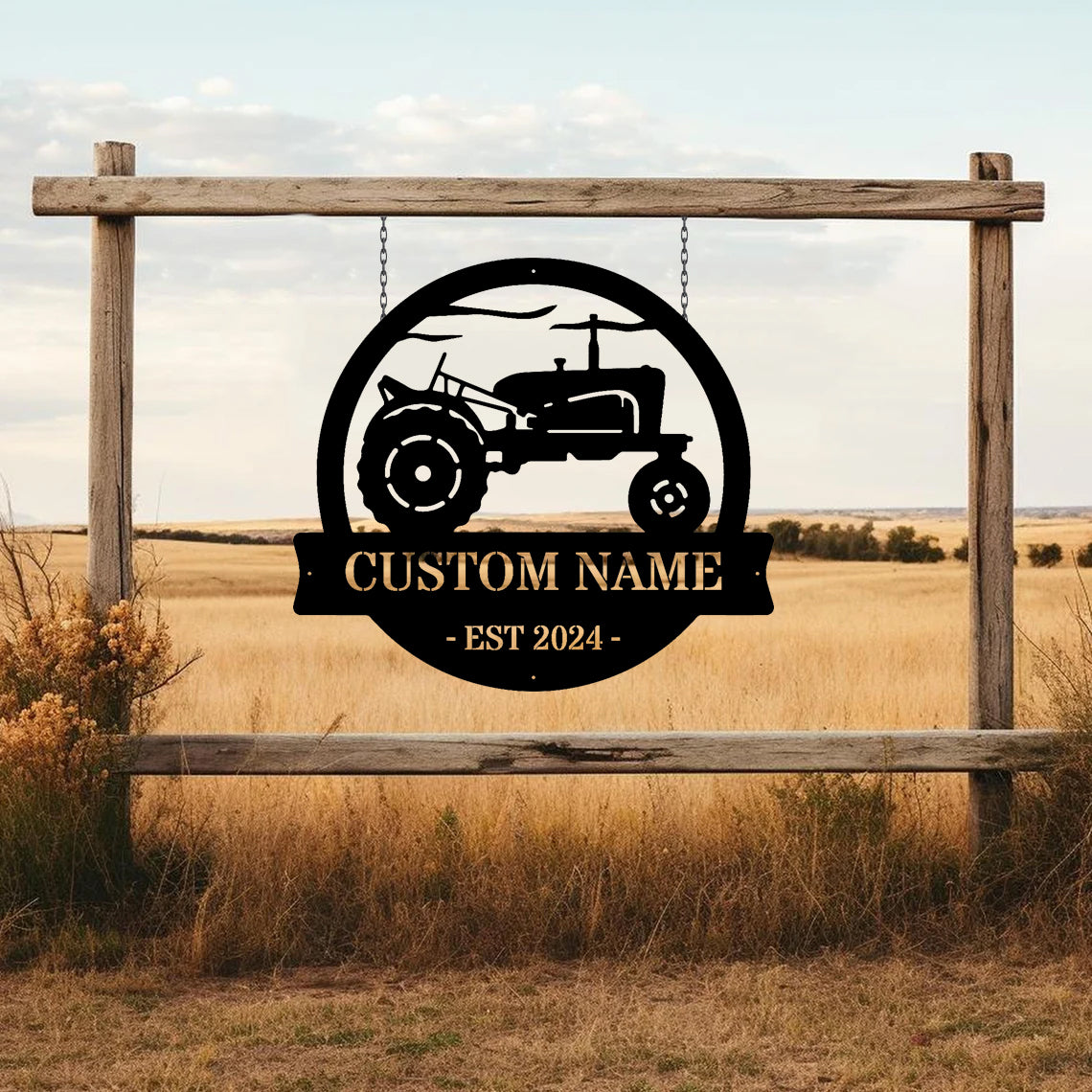 Custom Tractor Monogram Metal Sign