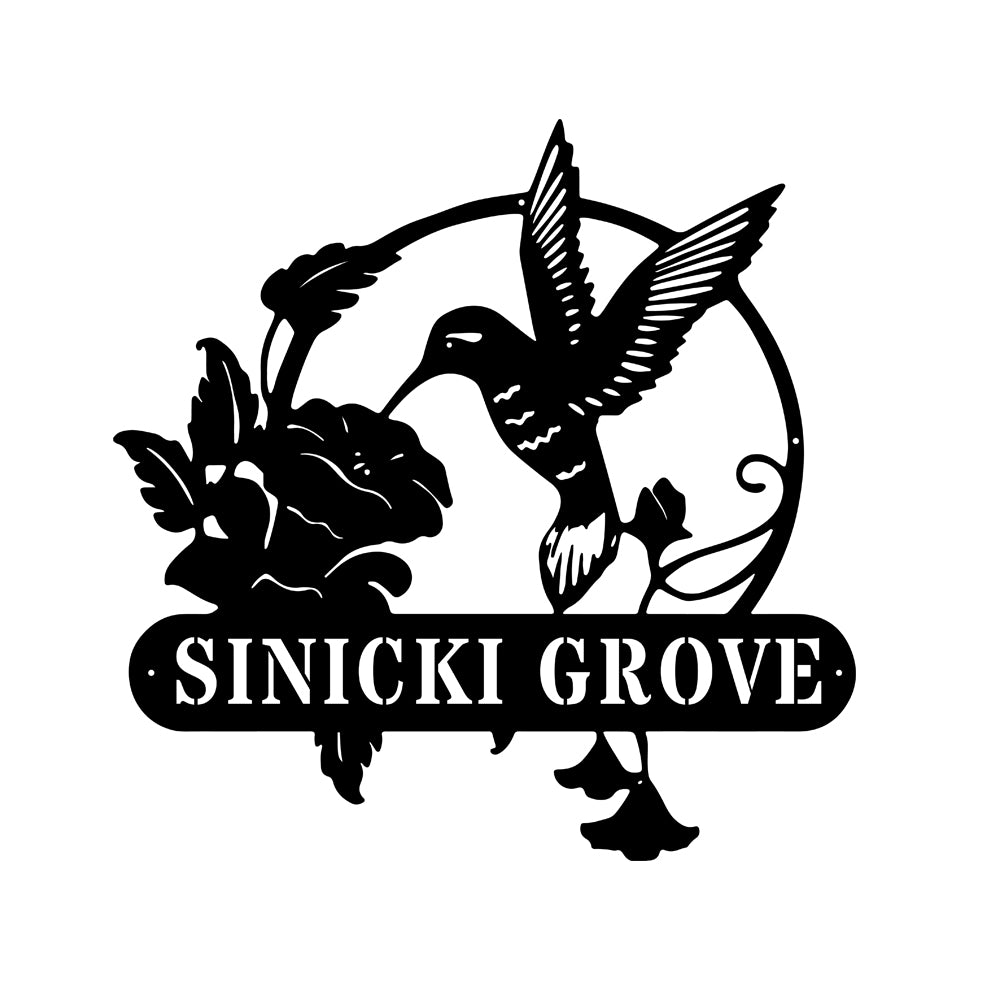 Hummingbird Monogram - Metal Sign