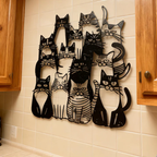 Funny Cats Metal Wall Art-Whimsical Feline Decor
