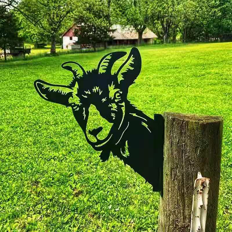 Cow Horse Goat Peeping Metal Sign