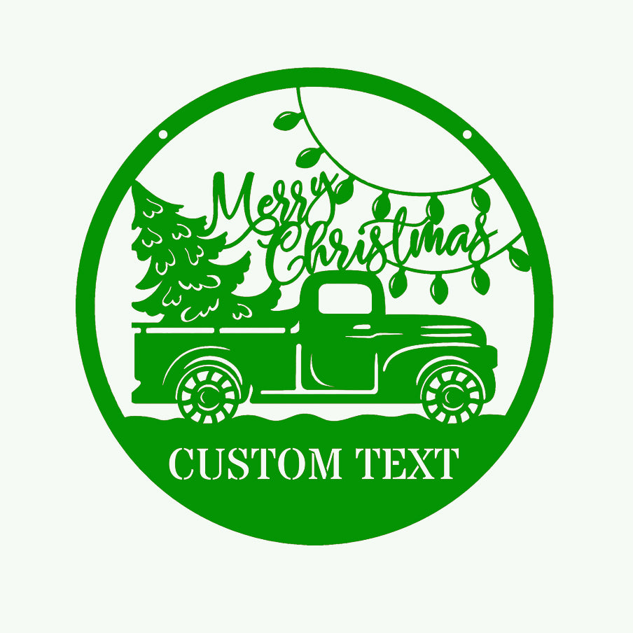 Old Christmas Truck Metal Sign