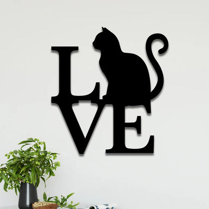 Cat Love Metal Sign with Led Lights