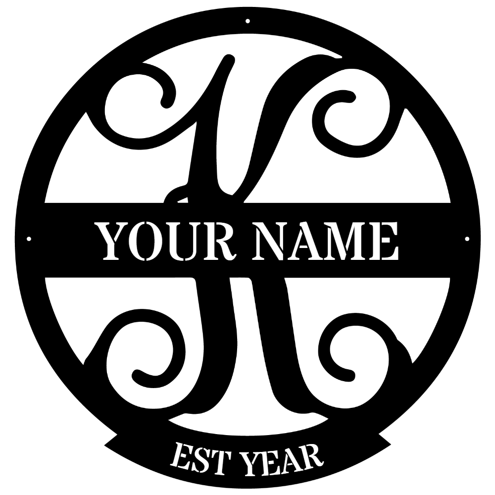 Family Name Monogram Metal Sign