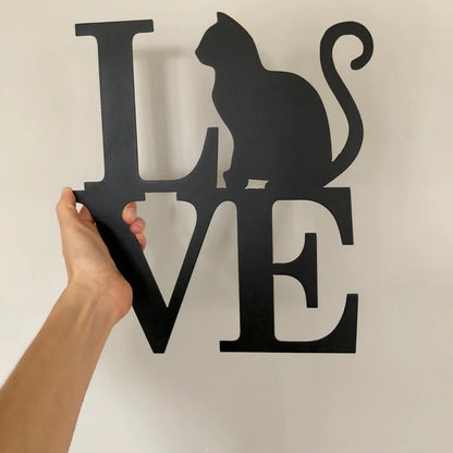 Cat Love Metal Sign with Led Lights