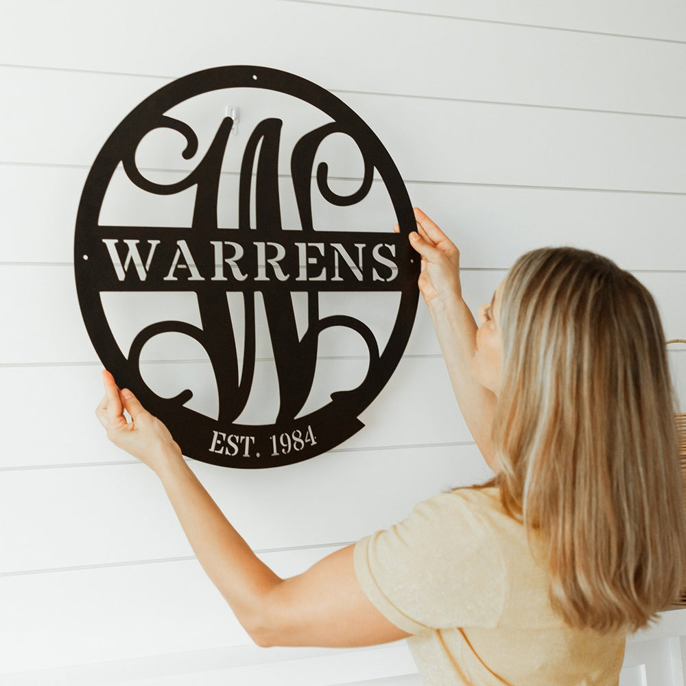 Personalized Family Name Metal Monogram