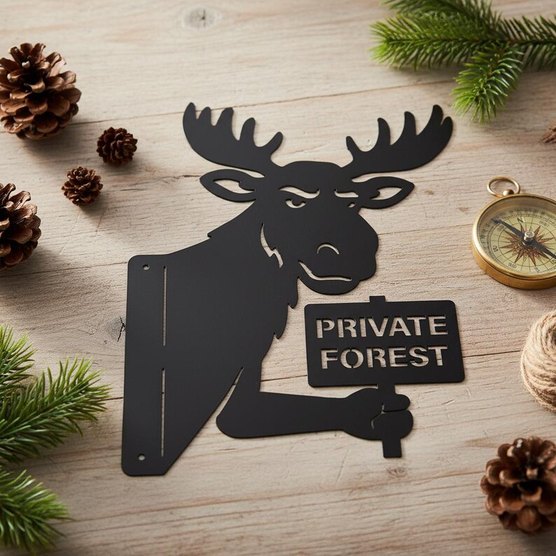 Custom Moose Metal Warning Sign