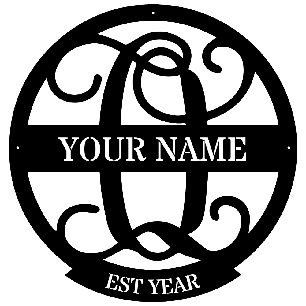 Family Name Monogram Metal Sign